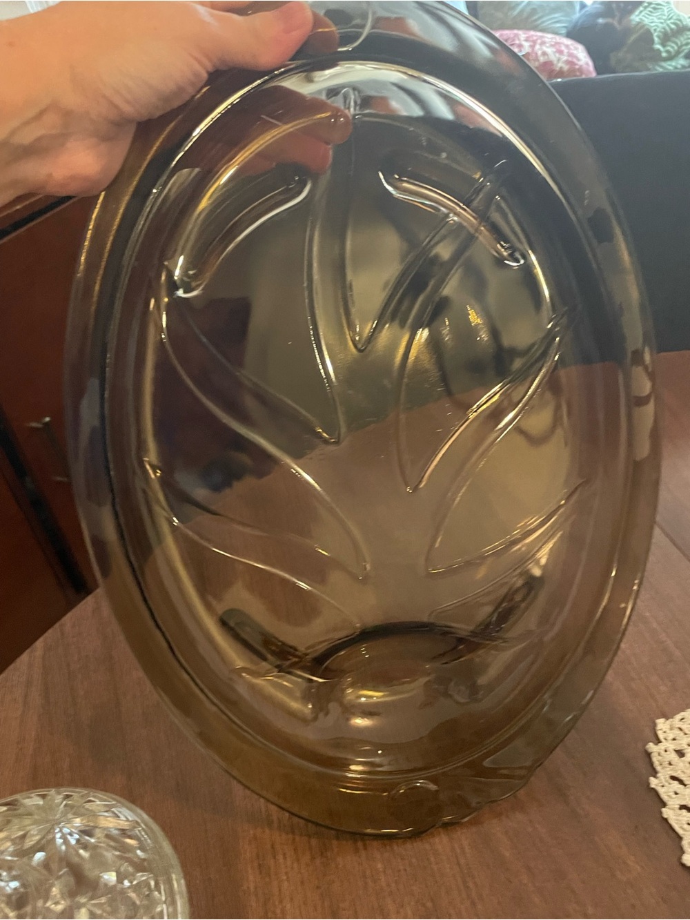 Pyrex Smoky Brown Glass Serving Platter